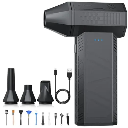 SALCAR Tragbares elektrisches Staubgebläse – 110000 U/min Turbo-Power für effiziente Staubentfernung - Staubgebläse mit 3 Geschwindigkeitsstufen und Turbo-Power für vielseitige Anwendungen. Wiederaufladbar und umweltfreundlich – ideal für PC, Auto und Haushalt.