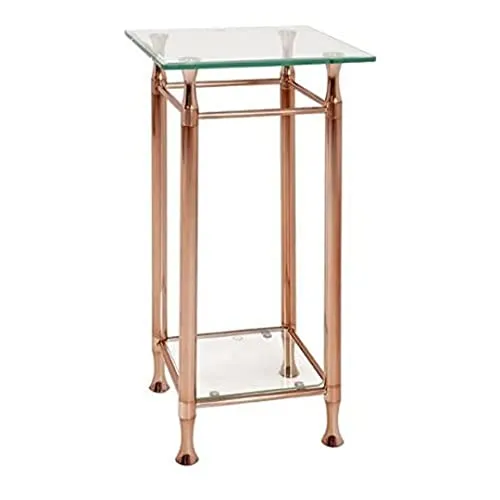 Haku-Möbel Beistelltisch 39123 Milano, kupfer - Mehrzwecktisch mit zwei Ablagen aus glasklarem Sicherheitsglas und stabilem kupferfarbenem Stahlgestell, ideal für stilvolle Akzente in Ihrem Wohnraum.