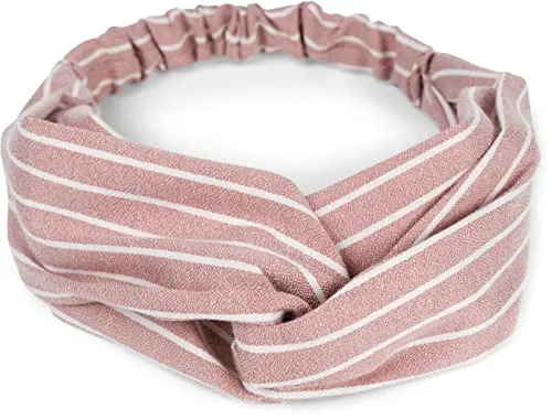 styleBREAKER Damen Haarband mit Streifen Muster, Twist Knoten und Gummizug, Stirnband, Headband, Pinup, Rockabilly 04026038, Farbe:Altrose