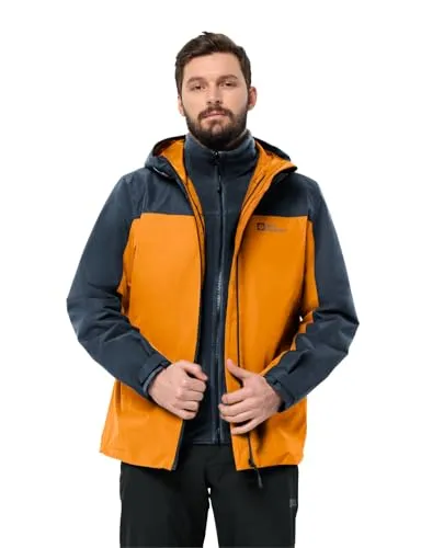 Jack Wolfskin Herren Taubenberg 3in1 Jkt M - Vielseitige 3-in-1-Jacke - Funktionsjacken, wasserdicht, winddicht und atmungsaktiv, inklusive warmer Fleece-Innenjacke aus recycelten Materialien für nachhaltigen Komfort.