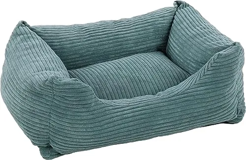 Flamingo Rechteckiges Velutto-Körbchen Blau – Luxuriöses Bett für Hunde und Katzen - Betten für Katzen – Das elegante Velutto-Körbchen vereint Komfort und Stil, ideal für kleinere Haustiere wie Französische Bulldoggen und Dackel.