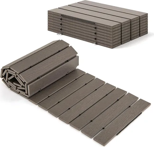 GOPLUS Rollweg 242 x 43 cm – Wetterfester Gartenweg aus HDPE - Hochwertiger HDPE-Gartenweg mit Holzoptik, ideal für Hochzeiten und Gartenlandschaften. Faltbar und leicht transportierbar, bleibt er das ganze Jahr über stabil und pflegeleicht.