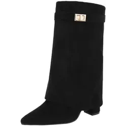 Ital Design Damenschuhe High-Heel Stiefel LA3116, Schwarz, Gr. 38 - Wanderschuhe mit elegantem Design, ideal für modische Auftritte und bequemes Tragen den ganzen Tag.