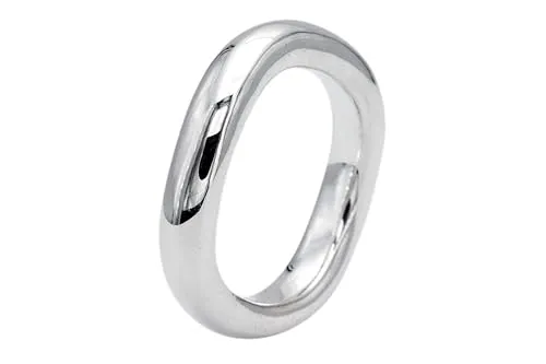 SILBERMOOS Ring Damen Herren Partner Ring Bandring gewellt bauchig massiv glänzend Sterling Silber 925, Größe:56
