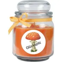 HS Candle Duftkerze & Glas Viel Glück Orange Honigmelone in orange von HS Candle