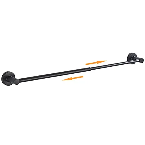 Verstellbarer Handtuchhalter für Badezimmer, 36,7 cm bis 67,5 cm ausziehbarer Badetuchhalter Wandhalterung mit Schrauben Handtuchstange, Mattschwarz