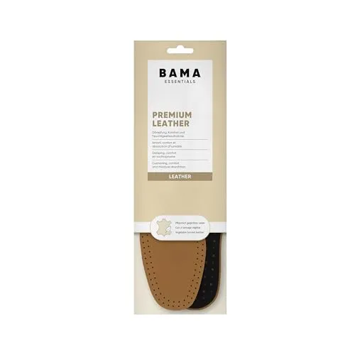 Bama Premium Leather – Qualitäts-Einlegesohlen, Schuheinlagen aus Leder, stoßdämpfende Sohlen mit Aktivkohle für Erwachsene, 1 Paar - 36 EUR