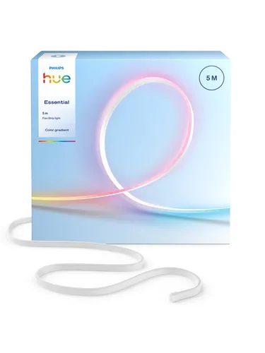 Philips Hue LED-Streifen Neon Flex Essential 19 W RGBW 5 m - Gestalte dein Zuhause mit dem Philips Hue LED-Streifen Neon Flex Essential. Erzeuge kreative Lichtakzente und individuelle Farbverläufe für jeden Raum. Kompatibel mit Sprachsteuerung und Hue App für maximale Flexibilität.
