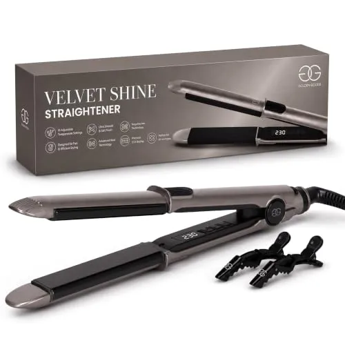 Golden Goods Glätteisen & Lockenstab 2 in 1 – Professioneller Haarglätter mit Ionen-Technologie, 120–230°C, in 30 Sek. aufgeheizt – Platinum