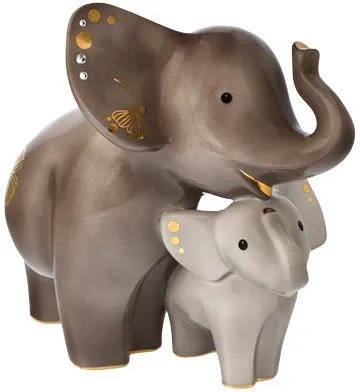 Goebel Elefantenfigur Kindani & Latika - Elephant - Sammlerfigur mit aufwändiger Echtgoldauflage und handgesetzten Kristallsteinen. Jeder Kauf unterstützt Elefantenwaisen und kommt in einer eleganten Geschenkverpackung.