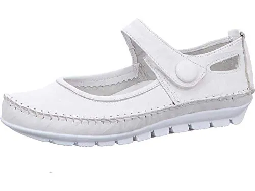 Gemini 003121-01 Damen Ballerina Slipper Mokassins - Größe 36, Weiß - Slipper & Mokassins für Damen, mit hochwertigem Lederfußbett und weichem Tragekomfort für jeden Anlass.