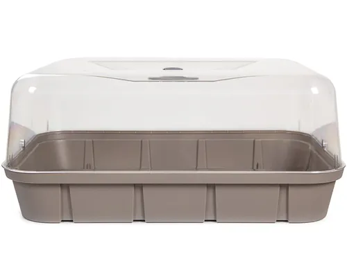 ONDIS24 Frühbeet Anzucht Gewächshaus Maxi 16L, Balkon, Frühbeet mit Belüftung, Ventilationsöffnungen, Anzuchtbeet für Jungpflanzen, taupe