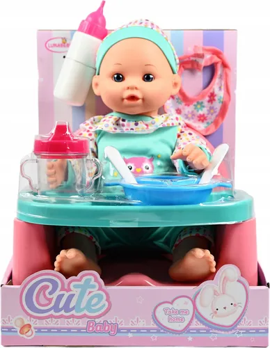 Lebensechte Babypuppe 36cm mit Hochstuhl