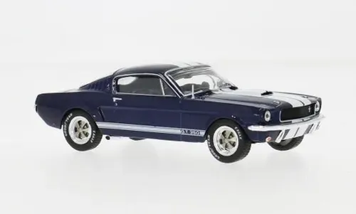 Ford Shelby Mustang GT 350 1965 Modellauto 1:43 dunkelblau-weiß - Detailgetreues Modellauto im Maßstab 1:43, ideal für Sammler. Mit stabiler Die-Cast-Bauweise und in attraktivem Design, perfekt für die Vitrine.