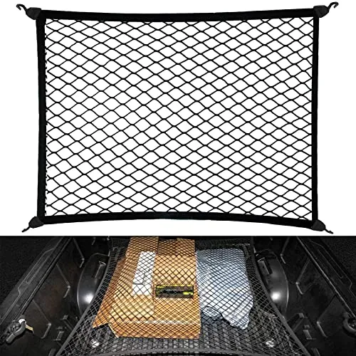 HOVIN Kofferraumnetz Gepäcknetz Auto Netz 80x60cm Kofferraum Netz Erstreckt Sich auf 160x120cm Gepäcknetz Auto, mit 4 Haken, Elastisch Kofferraum Netz