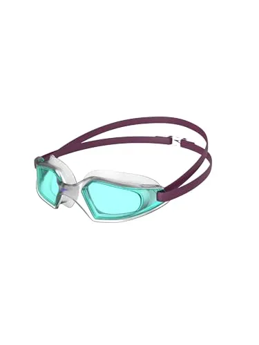 Speedo Unisex Kinder Hydropulse Schwimmbrille | Bequeme Passform | Verstellbares Design | Anti-Beschlag | Wasserdicht Schwimmbrille, Deep Plum/Clear/Light Blue, Einheitsgröße