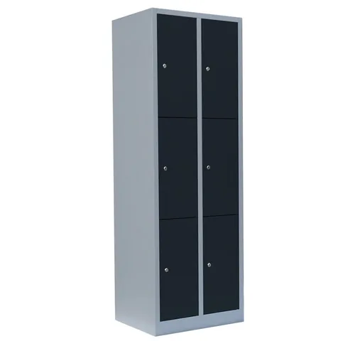 Steelboxx Fächerschrank 6 Fächer grau/anthrazit - Verschweißter Fächerschrank mit 6 Fächern, ideal für Umkleideräume und Sozialräume. Langlebig, pflegeleicht und komplett montiert – kein Aufbau nötig!