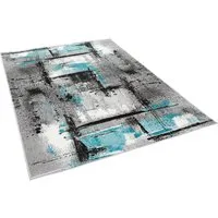Pergamon Designer Teppich Samba Modern Grau Türkis - Teppich in 5 Größen, schadstoffgeprüft nach Öko-Tex, ideal für Parkett und Fußbodenheizung, sorgt für ein modernes Wohnambiente.