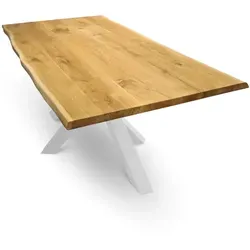 Tischplatte mit Baumkante - Eiche, massiv - 100 x 70cm - Zubehör für Möbel: Einzigartige Tischplatte aus massivem Eichenholz mit natürlicher Baumkante, stabil und langlebig, ideal für individuelle Einrichtung.