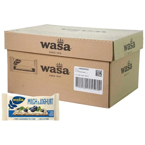Wasa Knäckebrot Milch und Joghurt, 2040g - 120 Portionen extra dünnes Roggenknäcke mit frischer Milch, ballaststoffreich und mild im Geschmack. Ideal für Messen, Hotellerie und Gemeinschaftsverpflegung.
