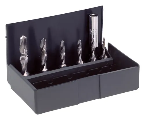 Völkel Kombi-Werkzeug-Satz HSS M3-10 - 67200 - Gewindeschneidwerkzeuge, vielseitiger Satz für präzise Gewinde in verschiedenen Größen, ideal für Profi- und Hobbyanwendungen.