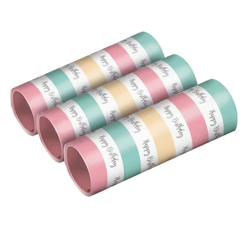 Amscan Luftschlange Luftschlangen 'Happy Birthday Pastell', 4m / 3 Ro