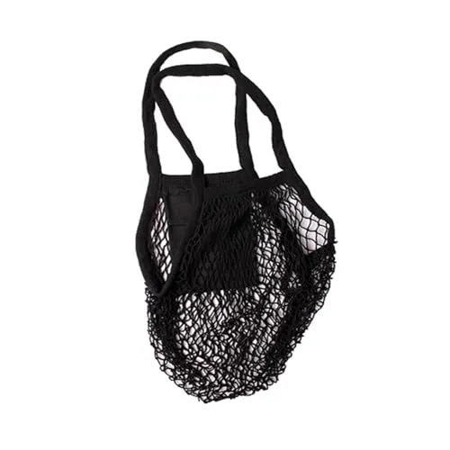 Einkaufsnetz mit Innentasche Tragetasche Tasche Einkaufstasche Zeitungstasche Badetasche Shopper Bag Baumwolle 35xH65cm, Farben:Schwarz