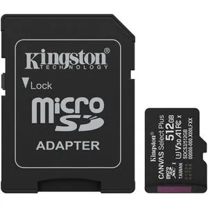 Kingston Canvas Select Plus 512 GB - microSDXC Speicherkarte - Speicherkarten mit 512 GB Kapazität und A1/V Geschwindigkeitsklasse, ideal für schnelle Foto- und Videoaufnahmen.