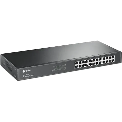 TP-Link TL-SG1024 24 Port Gigabit Netzwerk Switch ( 19 Zoll Rack-Montage, 24*RJ-45 LAN Ports, Metallgehäuse, , unmanaged, Plug-und-Play, Lifetime-Garantie) schwarz