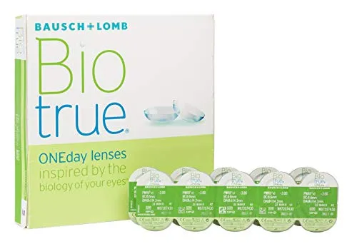 Bausch und Lomb Biotrue ONEday Tageslinsen, sphärische Kontaktlinsen, weich, 90 Stück BC 8.6 mm/DIA 14.2 / -0.25 Dioptrien