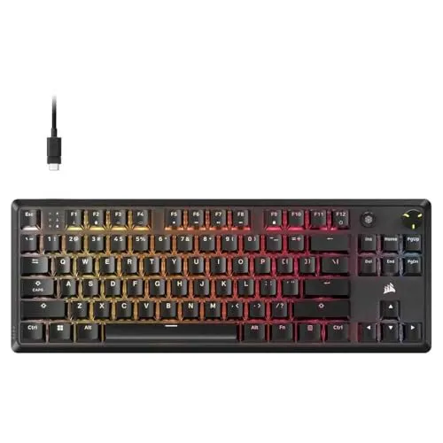Corsair K70 Core TKL RGB – Mechanische Gaming-Tastatur - Tenkeyless Gaming-Tastatur mit vorgeschmierten MLX Red V2-Schaltern für sanfte Tastenanschläge und akustische Dämpfung für ein leises Spielerlebnis.