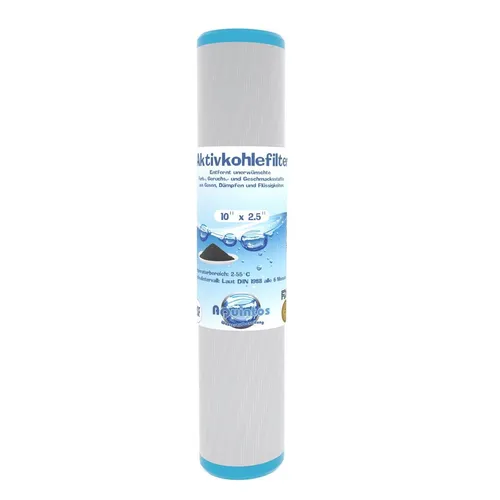 Aquintos Wasseraufbereitung Kalkfilter Aktivkohlefilter 10 Zoll x 2,5 Zoll 5µ (Mikron), Zubehör für Wasserfilterkartuschen, Aktivkohleblock