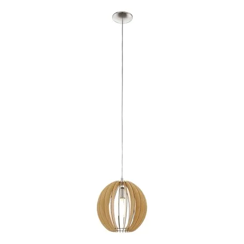 EGLO Pendelleuchte Cossano - Vintage Hängelampe aus Stahl und Holz - Stylische 1-flammige Pendelleuchte für Esszimmer oder Wohnzimmer, sorgt für ein faszinierendes Licht- und Schattenspiel und passt perfekt zu modernen und Vintage Einrichtungsstilen.