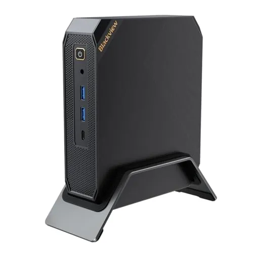 Blackview MP200 Mini-PC i5-12450H 16GB 512GB Win11P schwarz - PC-Systeme: Leistungsstarker Mini-PC mit Intel Core i5, 16GB RAM und rutschfestem Ständer für optimale Stabilität und elegantes Design.