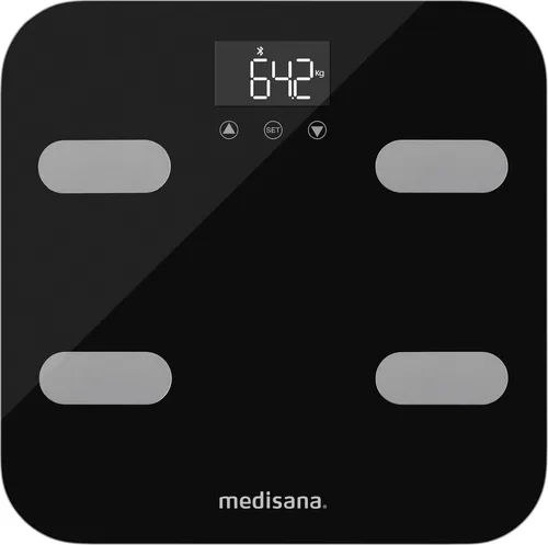 Medisana Körper-Analyse-Waage BS 602 - Personenwaage mit Bluetooth-Funktion, misst umfassende Körperwerte und überträgt Daten zur VitaDock+ App für eine einfache Gesundheitsüberwachung.