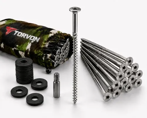 Camping Set Erdschrauben 8×220 mm mit TX40 Bit – 18 Stück Edelstahl A2