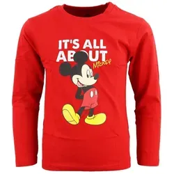 Disney Mickey Mouse Langarmshirt Mickey Maus Kinder Langarm Shirt Gr. 98 bis 128, Baumwolle rot 110