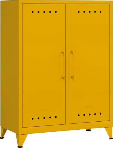 Bisley Fern Middle Sideboard aus Metall | Metallschrank im Retro-Instustrial Design in Sunflower