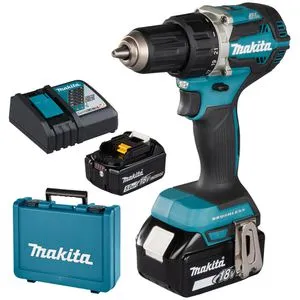 Makita Akku-Bohrschrauber DDF484RTE - 18V 5,0Ah, inkl. 2 Akkus und Koffer, kompakt und bürstenlos für längere Lebensdauer