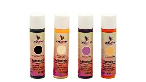 CREARTEC Natürliche Seifenfarbe Opak - Seifenherstellung/Seifenkreationen - Farben: Schwarz, Pink, Elfenbein, Apricot - Inhalt: 40ml - Made in Germany