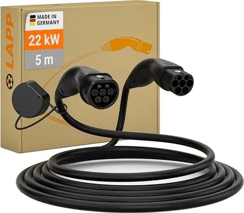 LAPP Type 2 HELIX Convenience Charging Cable, 22 kW, 5 m - Wallboxen - Schnelles Laden für Elektrofahrzeuge bis 22 kW, ideal für Hybrid- und Elektroautos, einfach zu bedienen und perfekt für Zuhause oder unterwegs.