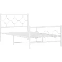 Bettgestell mit Kopf- und Fußteil Metall Weiß 100x200 cm - Robustes Bettgestell aus pulverbeschichtetem Stahl mit zusätzlichem Stauraum und praktischen Kopf- und Fußteilen für optimalen Komfort. Ideal für dein Schlafzimmer!