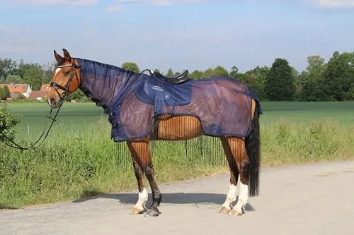 Euroriding AusreitFliegendecke mit Fransen - Reit- & Pferdebedarf, schützt effektiv vor Insekten mit langen Fransen und bietet zusätzlichen Komfort durch luftiges Mesh-Gewebe.