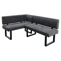 Sitzbank Vancouver, schwarz - Modernes Design - Eckbank in Schwarz mit stabilem Kufengestell aus Metall und hochwertigem Mikrofaserbezug. Ideal für stilvolle Wohnräume. Maße: B: 181,5 cm, H: 86 cm.
