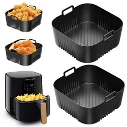 Stück Airfryer Silikonform 17cm für 4-5L Heißluftfritteusen quadratisch 2