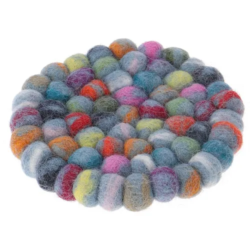 Filzuntersetzer, Untersetzer aus Filzkugeln, Filzdekoration rund Ø 10 cm - bla