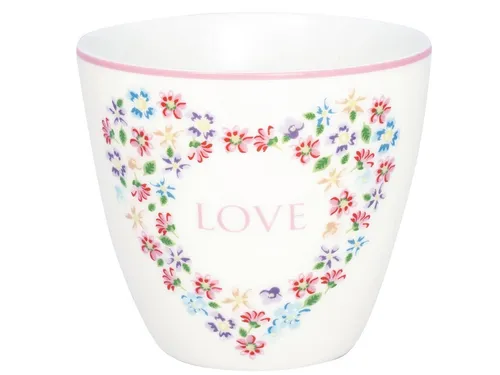 Greengate Becher Columbine Love Latte Cup white 0,35l, Porzellan