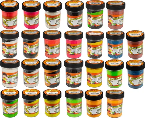 FTM Forellenteig schwimmend - 50g Forellenpaste, Farbe/Aroma:schwarz-orange / Frucht