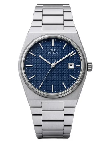 S&T Design Quarzuhr Herrenuhr Edelstahl Armbanduhr Herren Uhr Datum Silber, (Geschenkebox (Etui), inkl. Uhrenbox), Einfache Männer Uhr Metall Silber Datum Wasserdicht 3Bar