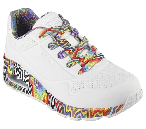 Skechers Sneaker UNO, High-Tech, Weiß, Damen - Sneaker für Damen mit innovativer Air-Cooled Memory Foam Innensohle, atmungsaktiv und für optimalen Komfort, ideal für kreativen Stil und tägliche Abenteuer.